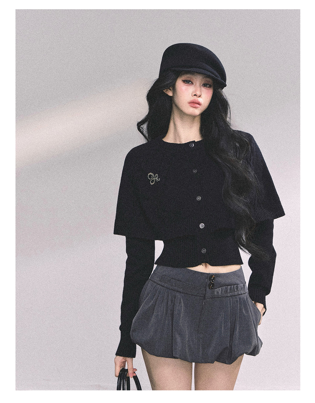 ShaoYeYan Miss Daisy American Knit Cable Cape Sweater