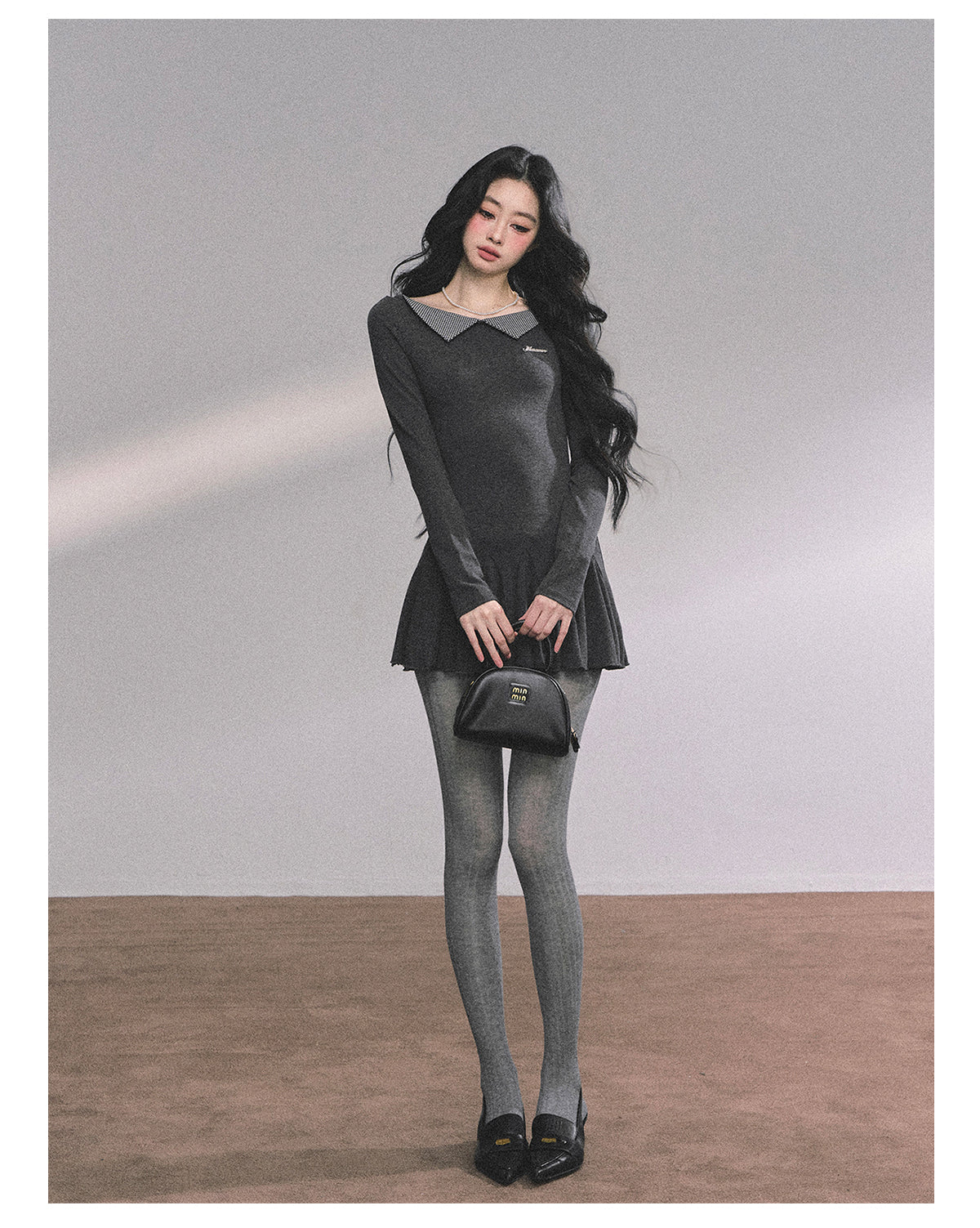 ShaoYeYan Roxton Grey Fake Two-Piece T-Shirt Dress