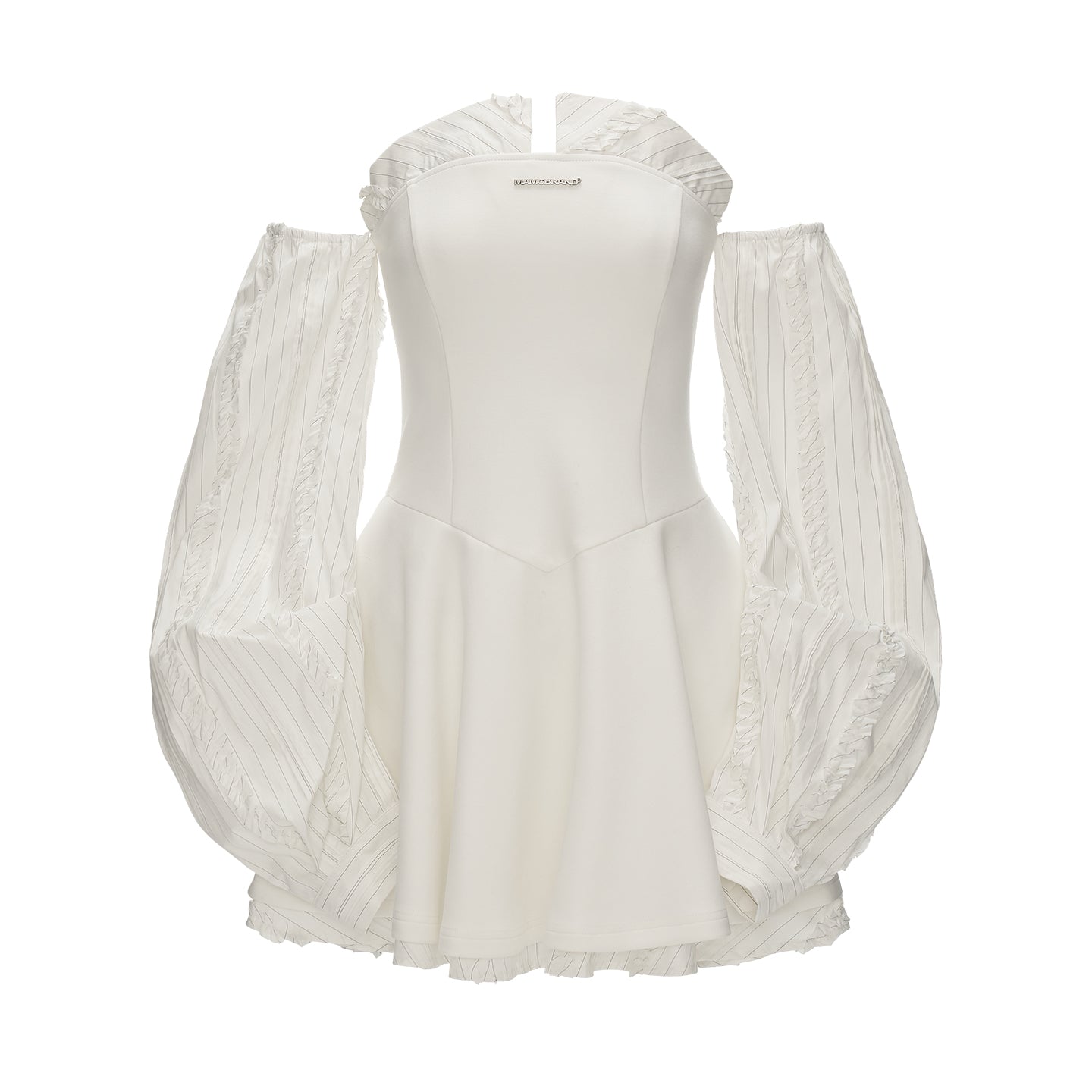 MAMC Plaid Panel Puff Sleeve Bustier Dress