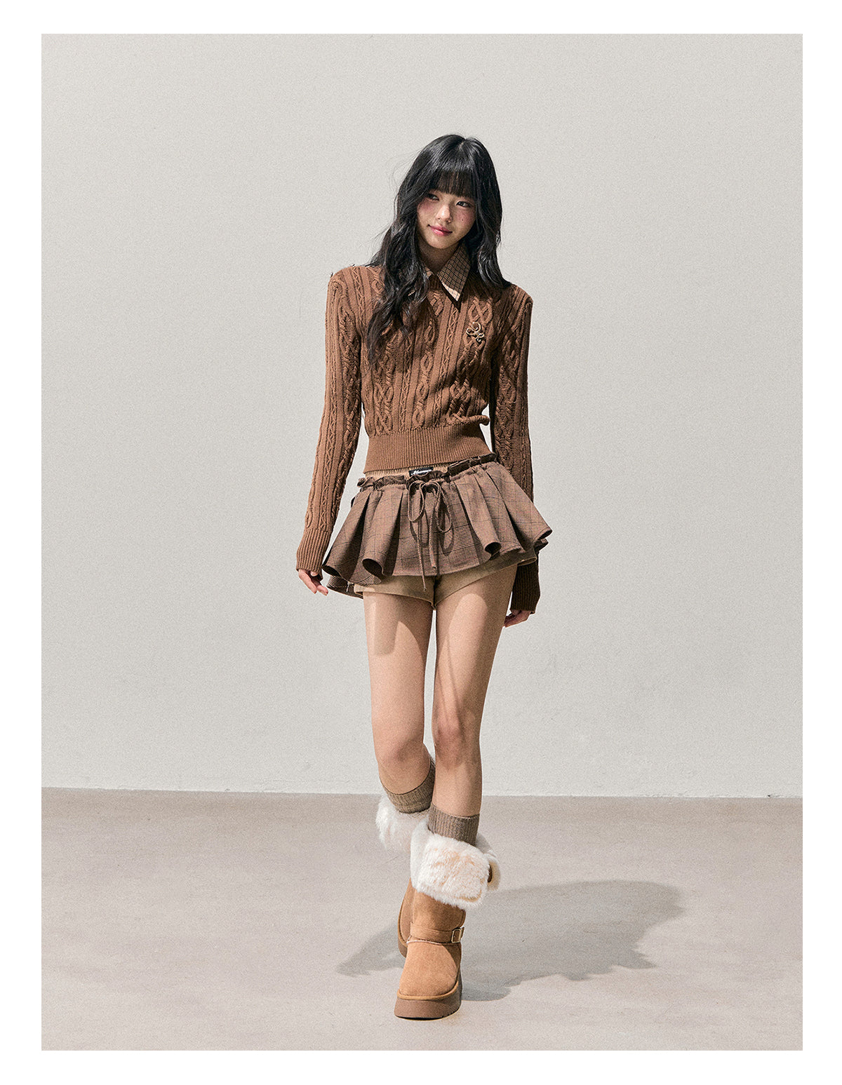 ShaoYeYan Aomalm Unfinished Poem Cable Plaid Sweater