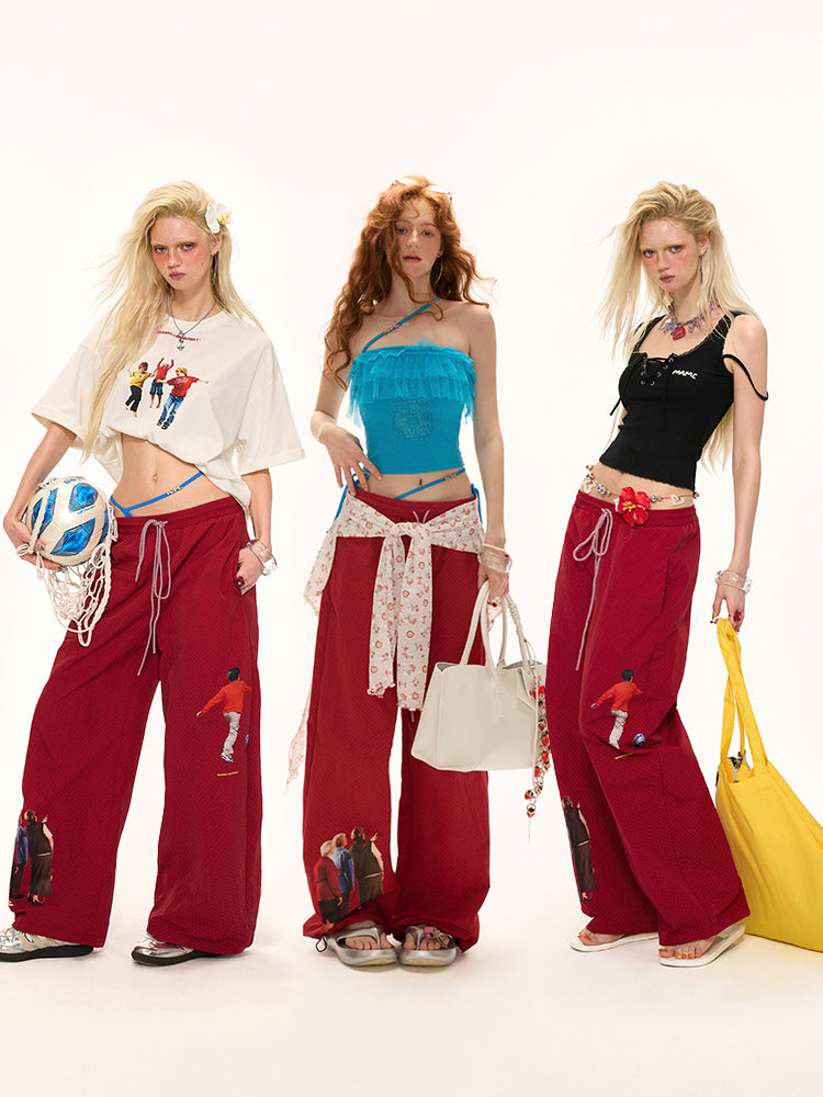 MAMC Red Wide-Leg Pants