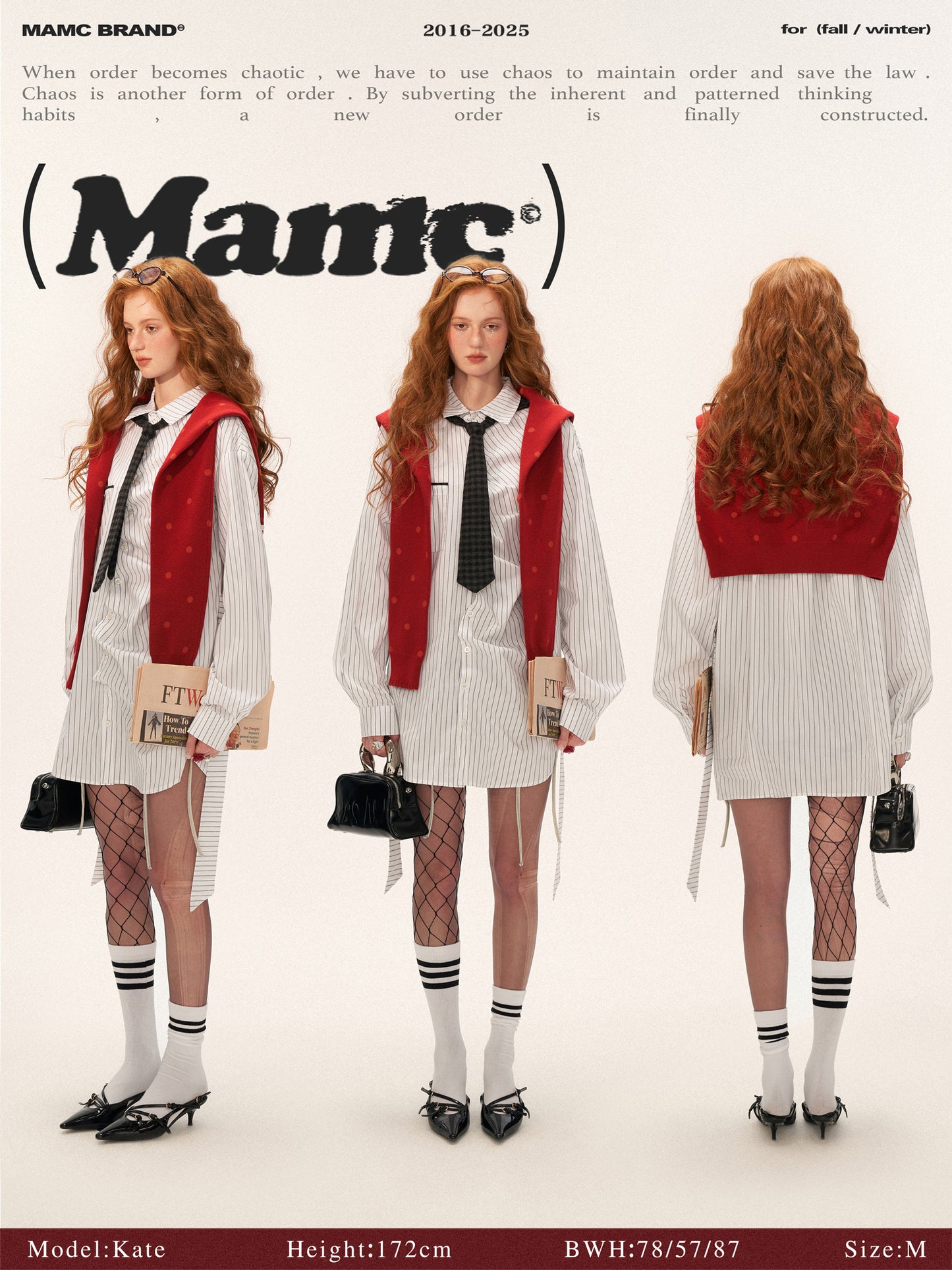 MAMC Longline Striped Bow Tie Blouse