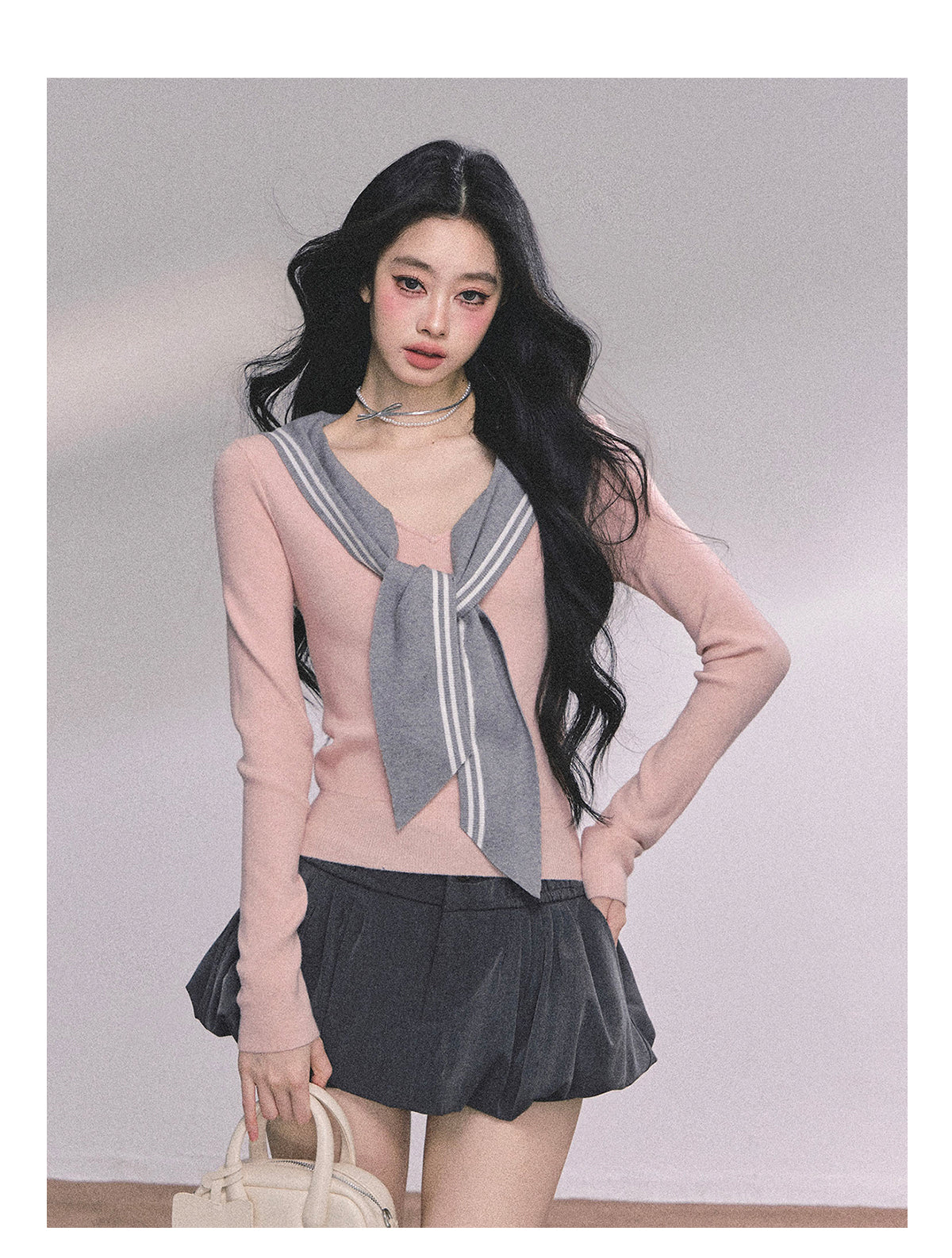SHAOYEYAN American Long Sleeve Sailor Collar Slimming Tee