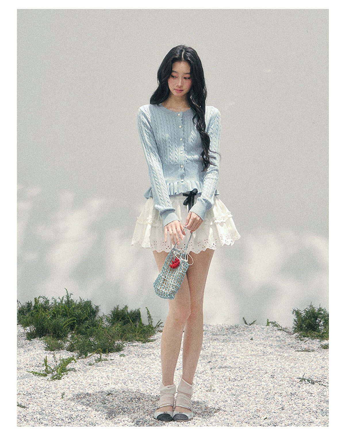 ShaoYeYan Aomalm Pearl's Gentle Ode Waist-Defining Ruffle Sweater