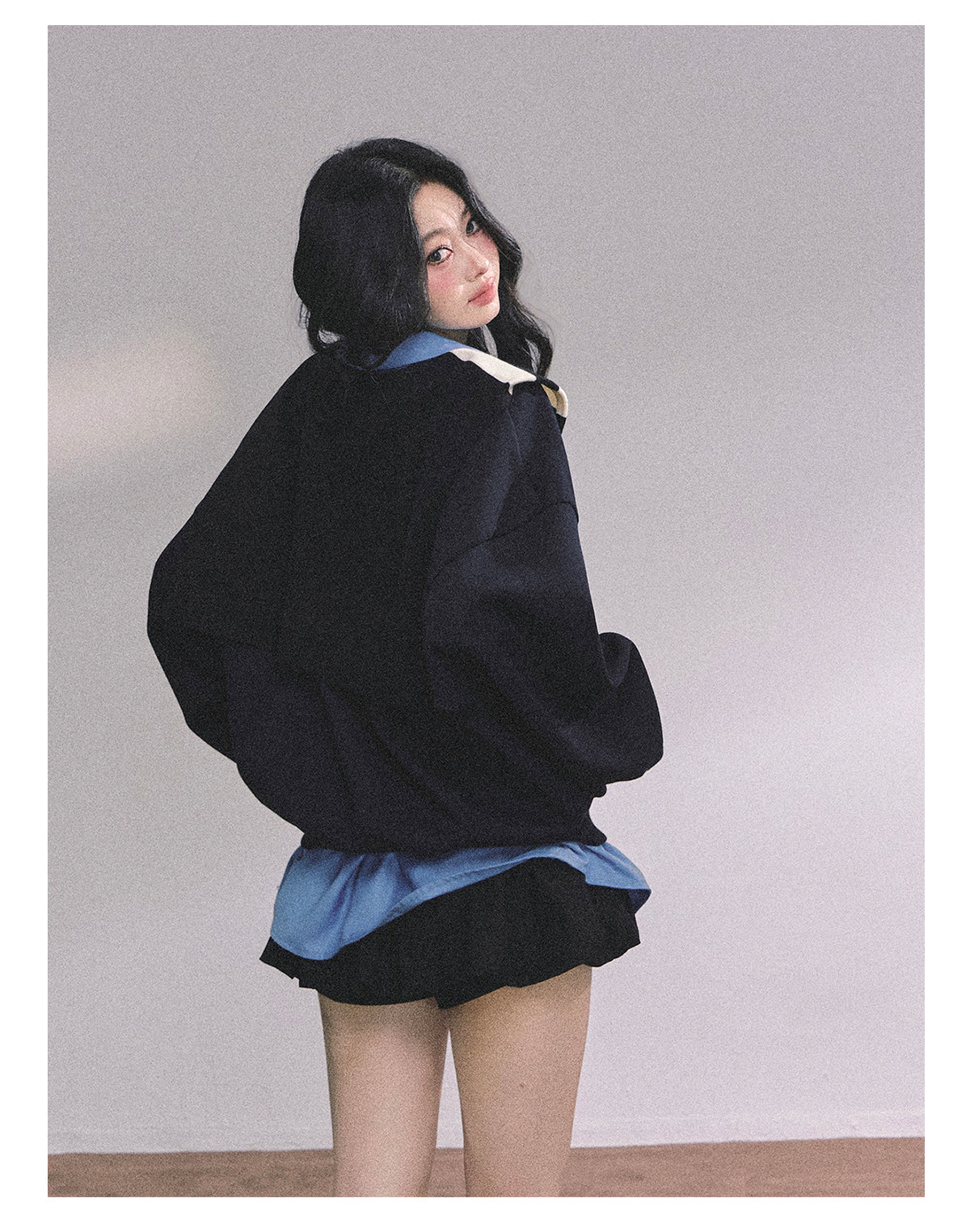 ShaoYeYan High IQ College Fake Two-Piece American Loose Fit Hoodie