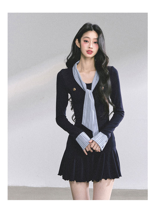 ShaoYeYan Rose Academy American Style Long Sleeve Bodycon Dress