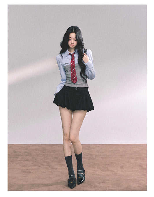 ShaoYeYan Edinburgh College Fake Two-Piece Striped Polo Knit Shirt