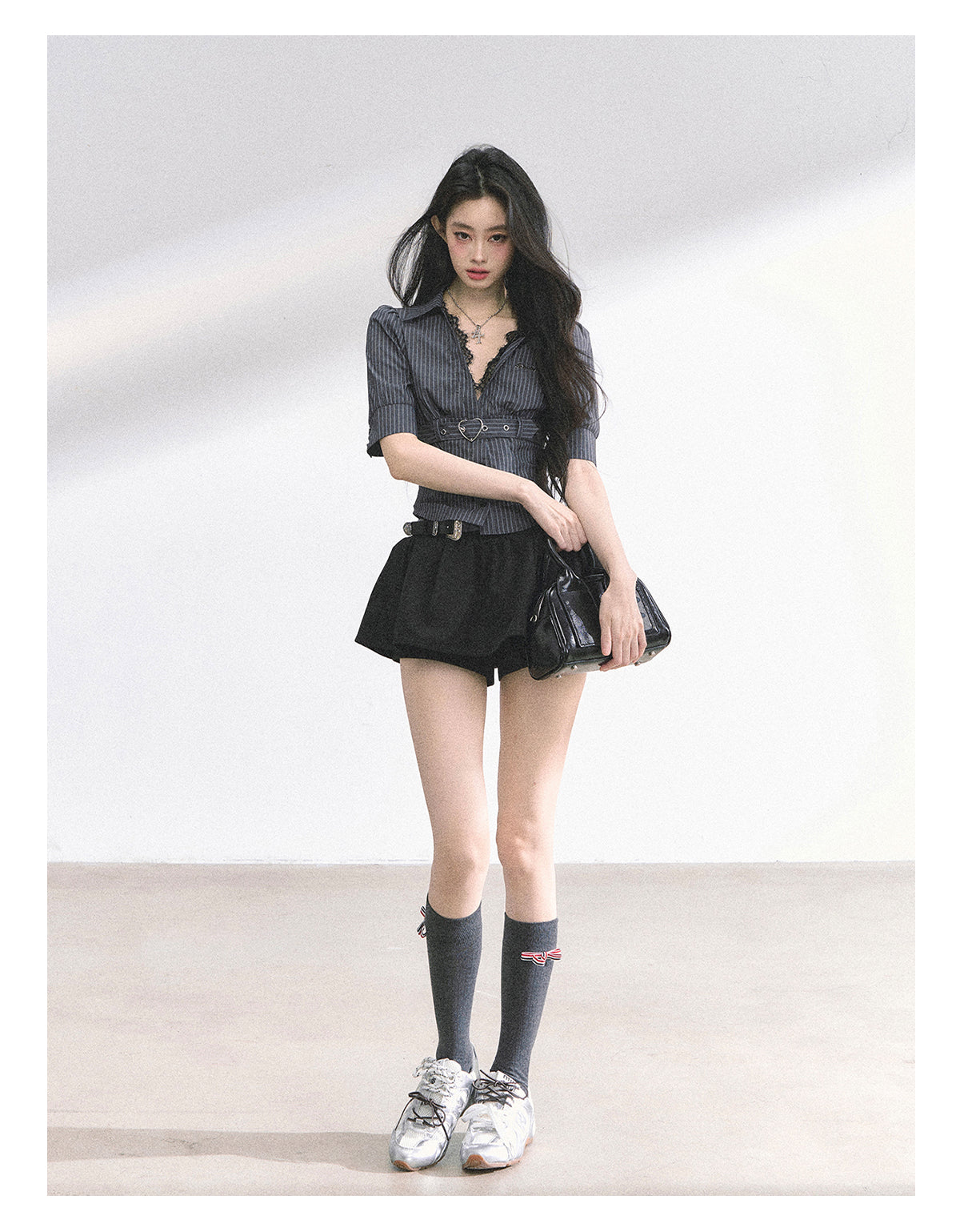 SHAOYEYAN French Lace Striped Shirt