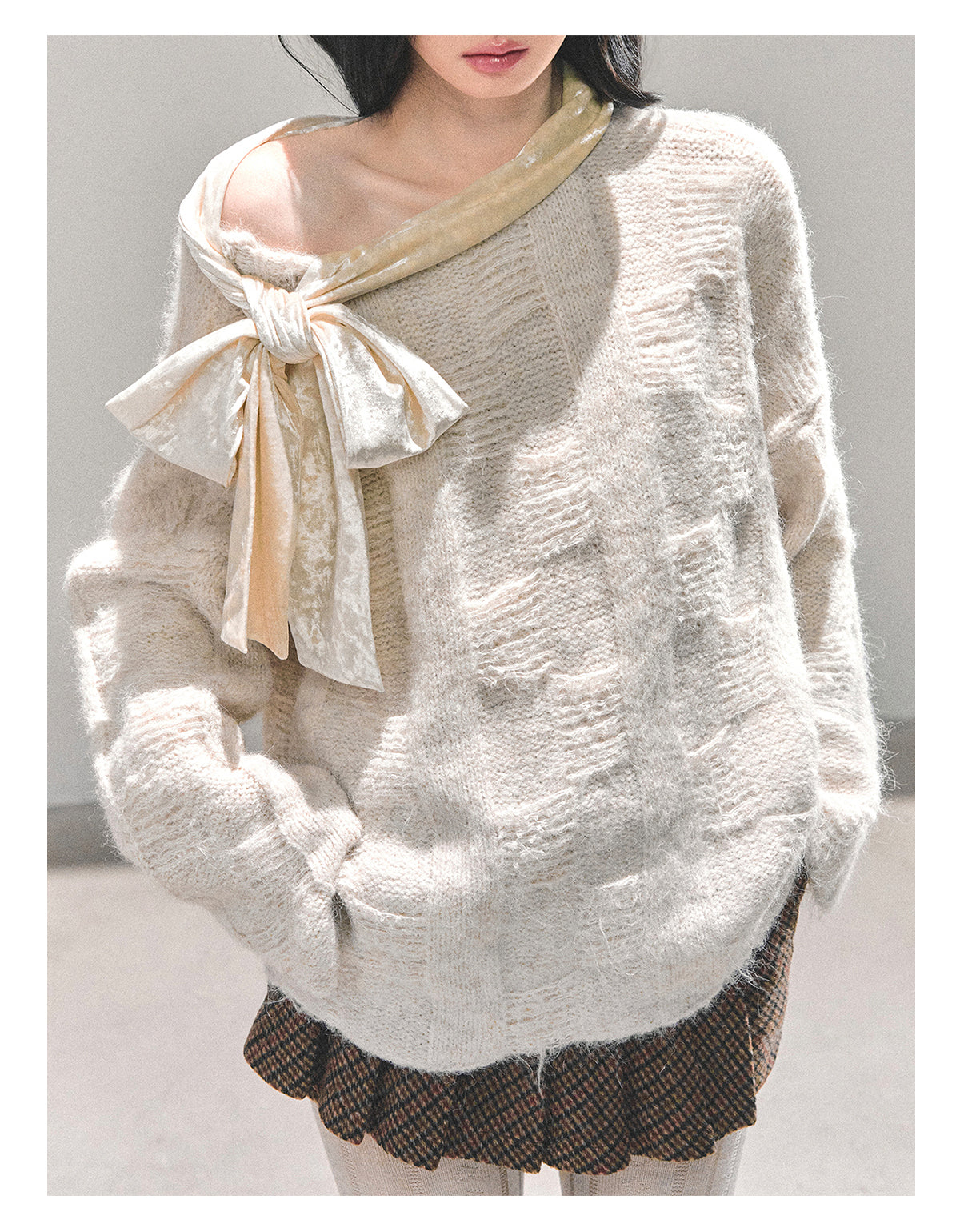 ShaoYeYan She Floods The Morning French Sweet Bow Sweater