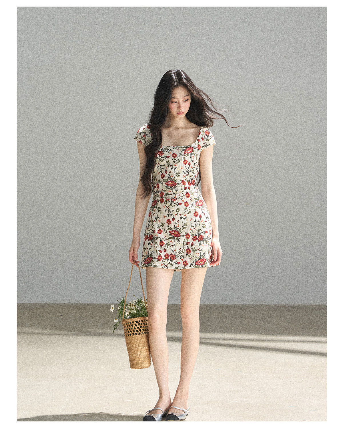ShaoYeYan Aomalm Rose's Back Garden French Vacation Embroidered Floral Dress