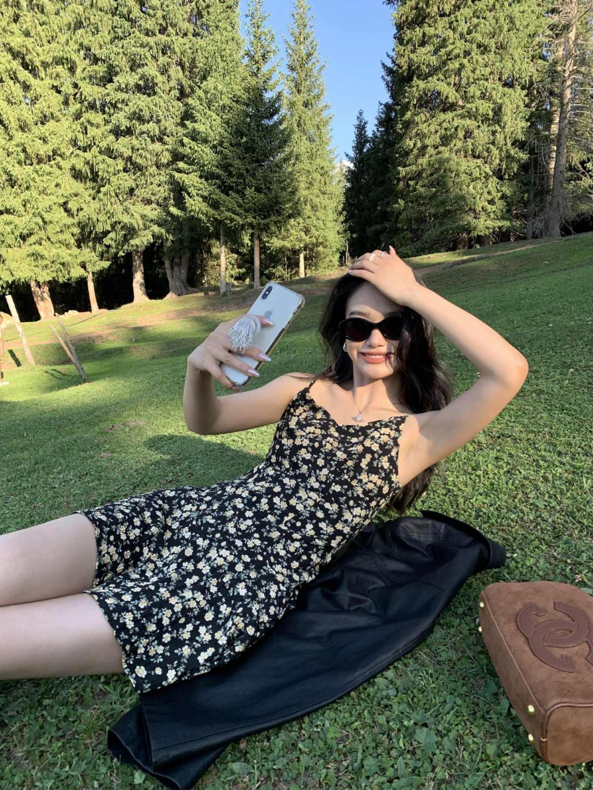 pusumede Floral Print V-Neck Sundress
