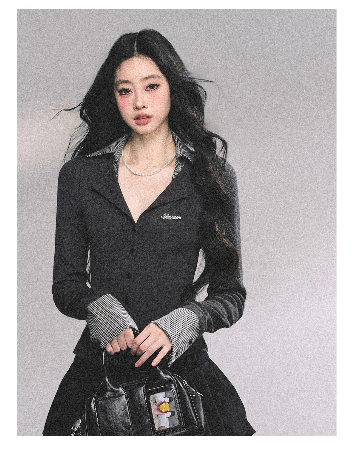 ShaoYeYan Transfer Student Girl Fake Two-Piece American Knit T-Shirt