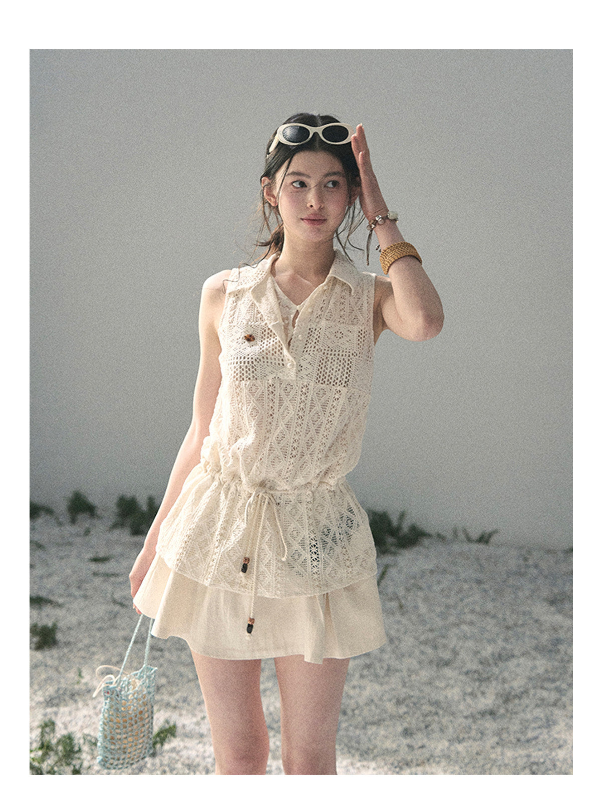 ShaoYeYan Aomalm Summer Wind Kisses Skirt Fake Two-Layer Lace Top