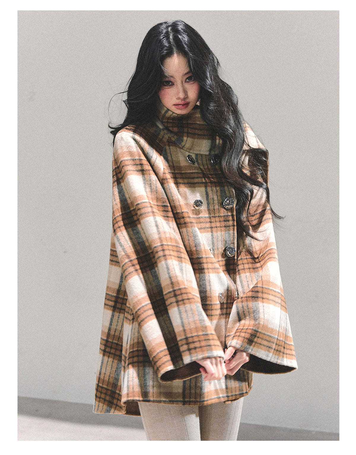 ShaoYeYan Hidden Grid Secret Wool Coat