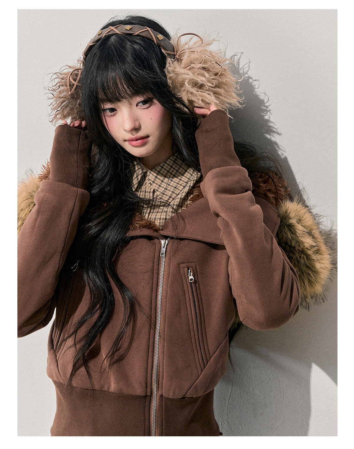 ShaoYeYan Aomalm Warm Wilderness Korean Shearling Hooded Coat