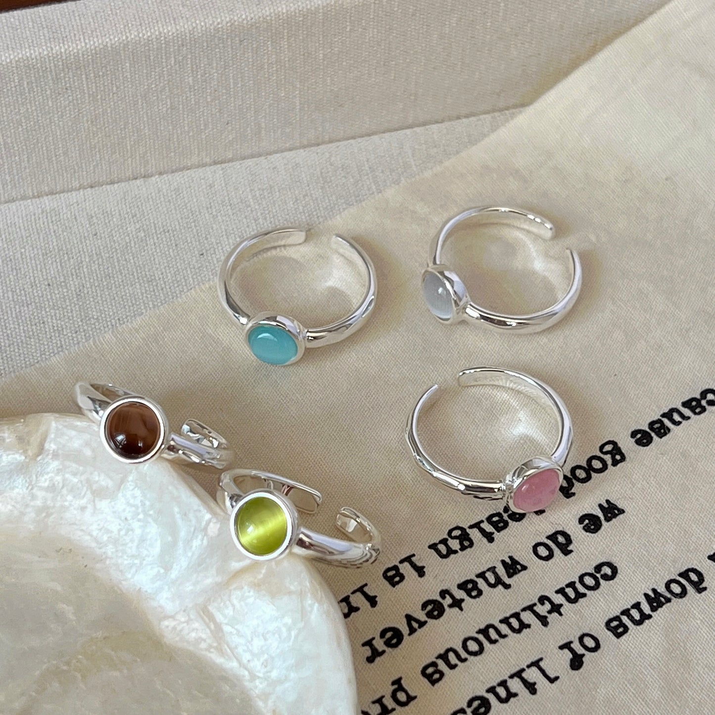 VIGVOG Cat's Eye Stone Rings
