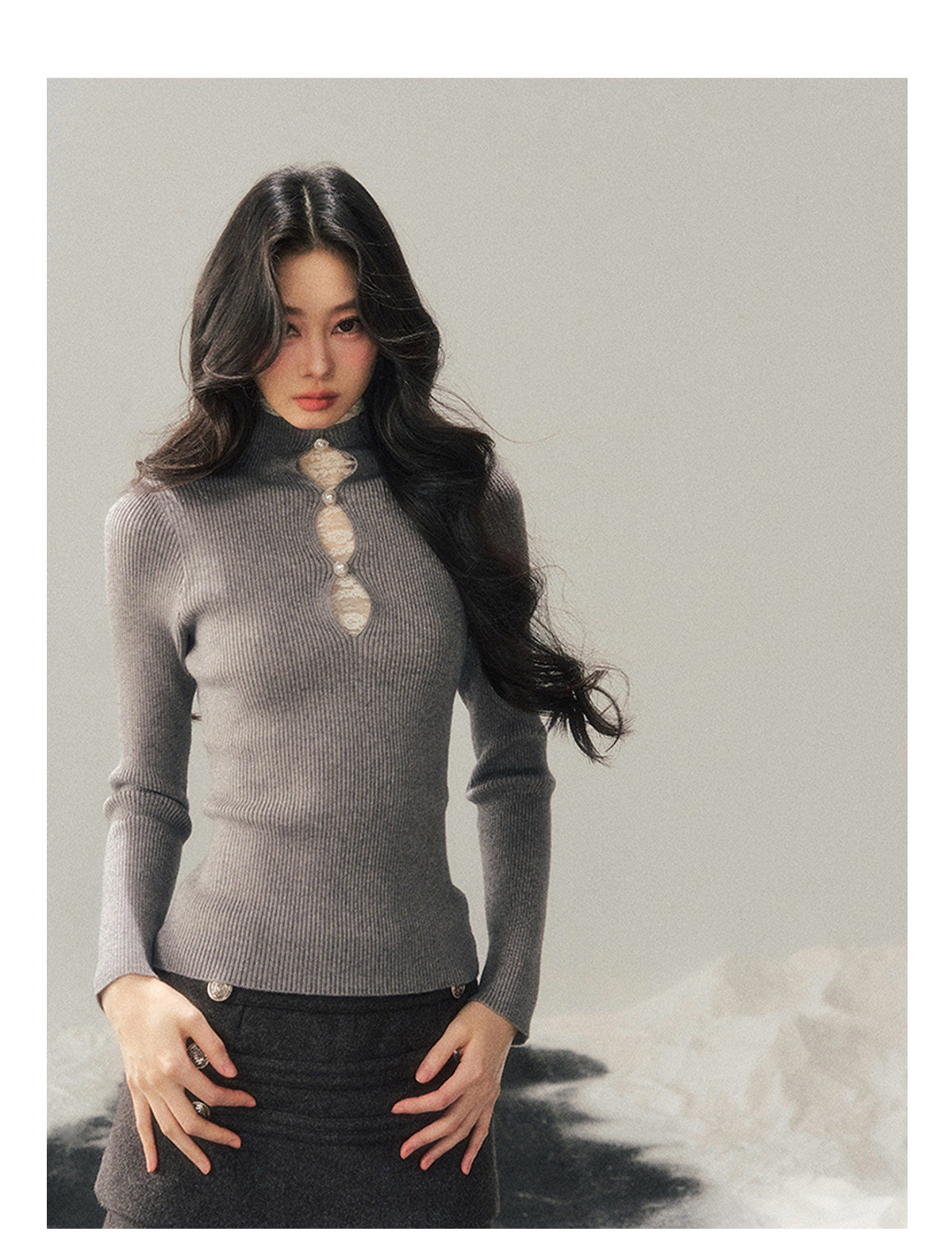 ShaoYeYan Aomalm Lace Weaves Dreams Fake Two-Layer Lace Knit