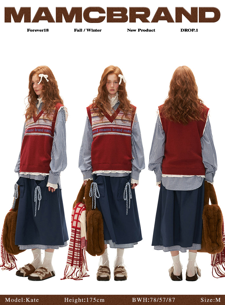 MAMC Plaid Bow-Trim Wrap Skirt