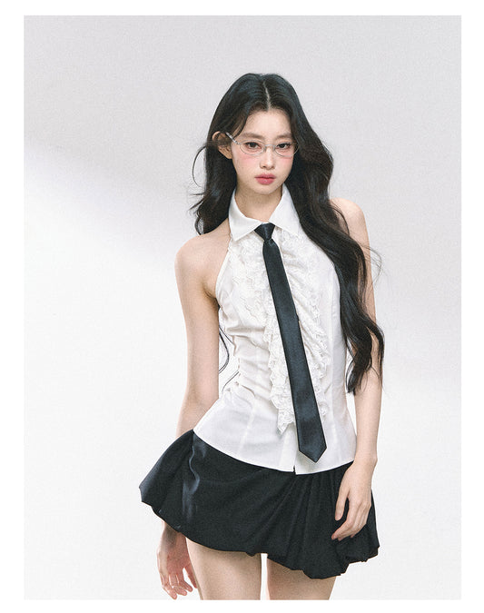 SHAOYEYAN French Lace Blouse (with tie)