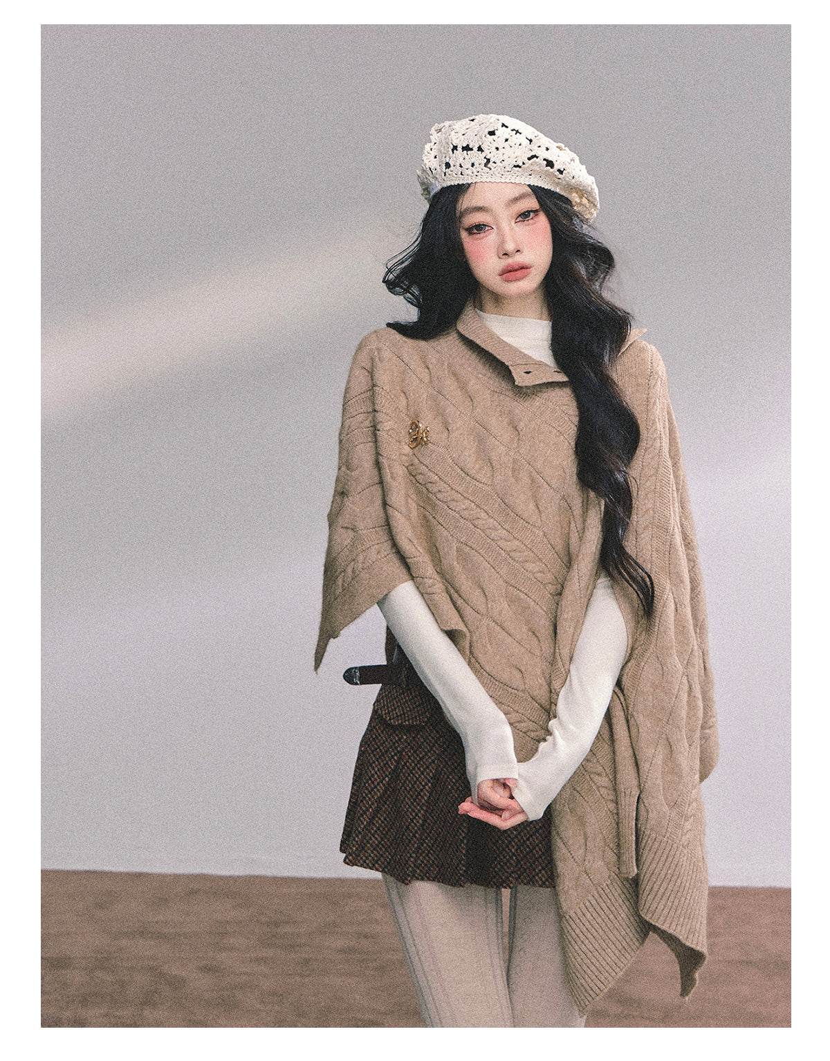 ShaoYeYan British Muse Loose Fit Knit Cape Sweater