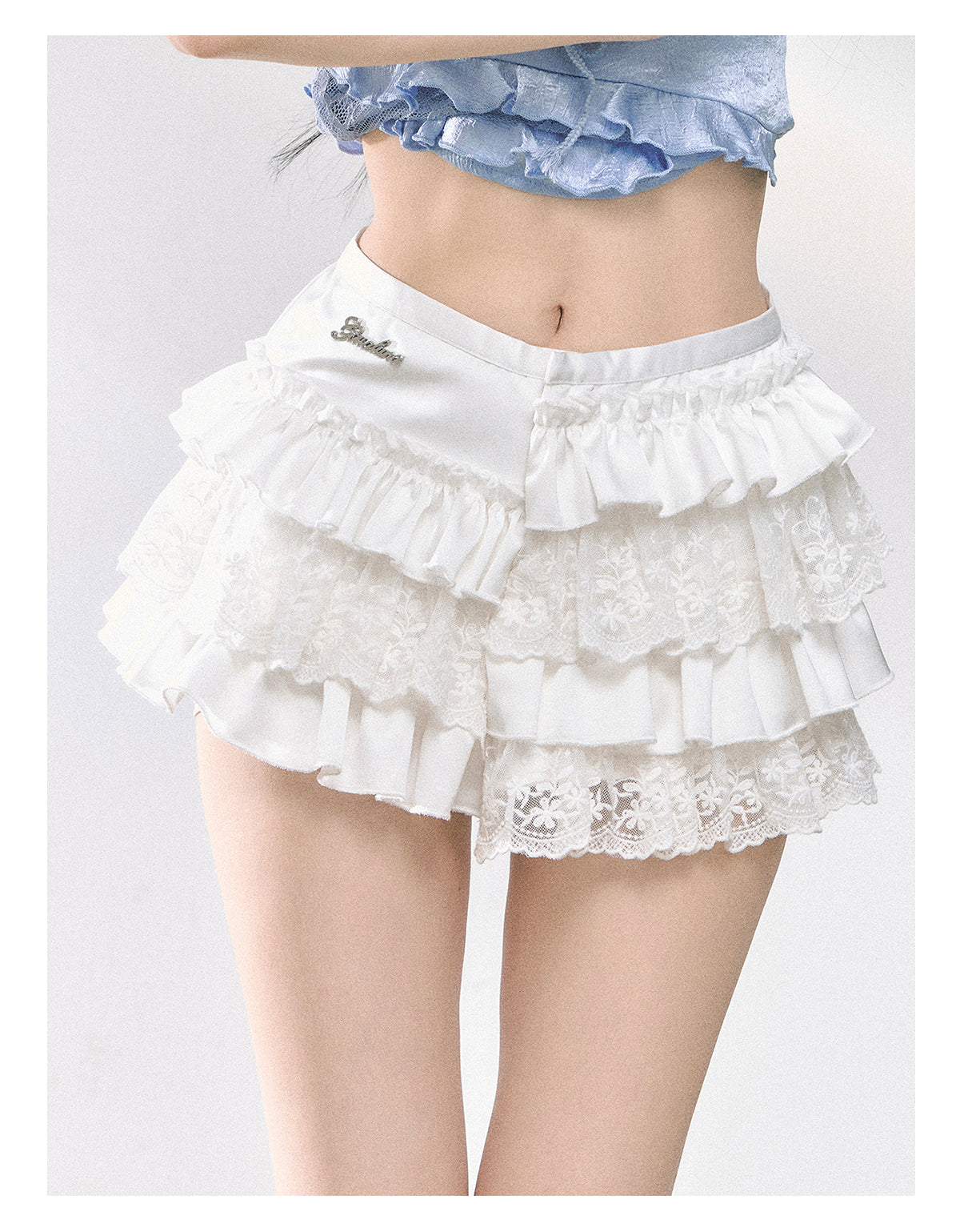 SHAOYEYAN French Lace Tiered Mini Skirt