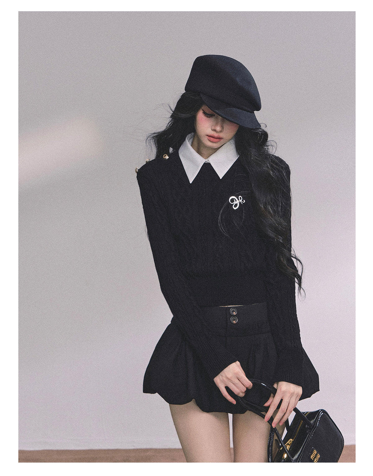 ShaoYeYan Intellectual Aesthetic Fake Two-Layer Knit Sweater