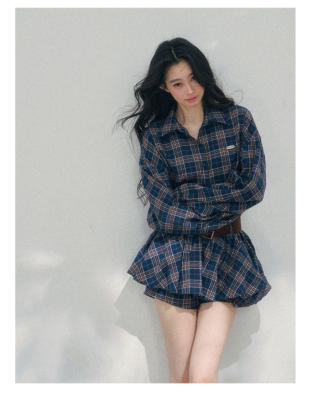 ShaoYeYan Aomalm Rain Traces on Windowpane Plaid Dress