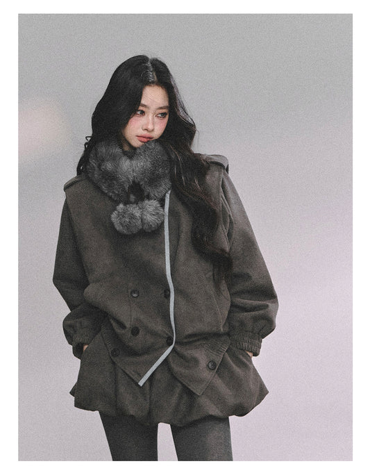 ShaoYeYan Yirgacheffe French Style Fur Collar Scarf