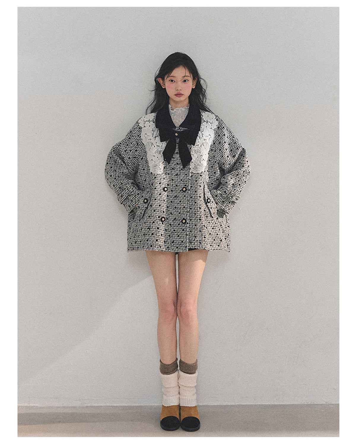 ShaoYeYan Aomalm Out of Focus Moment Lace Plaid Coat