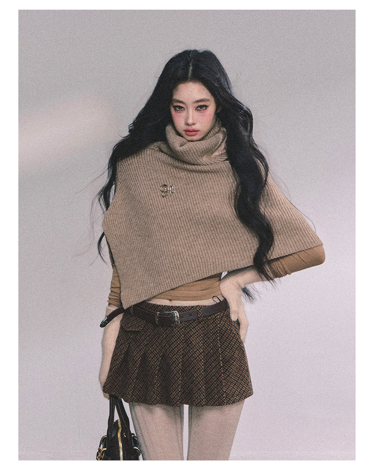 ShaoYeYan Late Autumn Sycamore Korean Style Loose High-Neck Sweater & Shawl