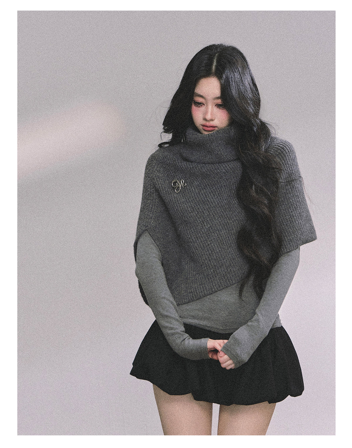 ShaoYeYan Late Autumn Sycamore Korean Style Loose High-Neck Sweater & Shawl