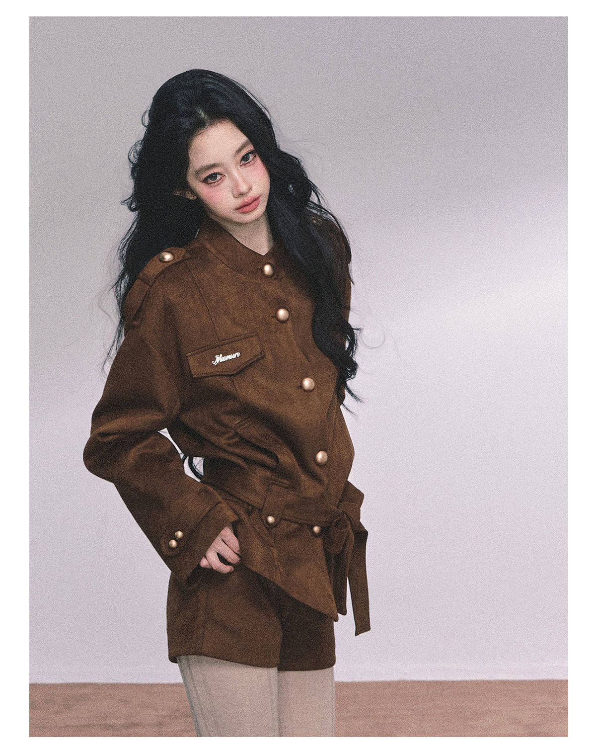 ShaoYeYan Delpan Winter French British Style Suede Set