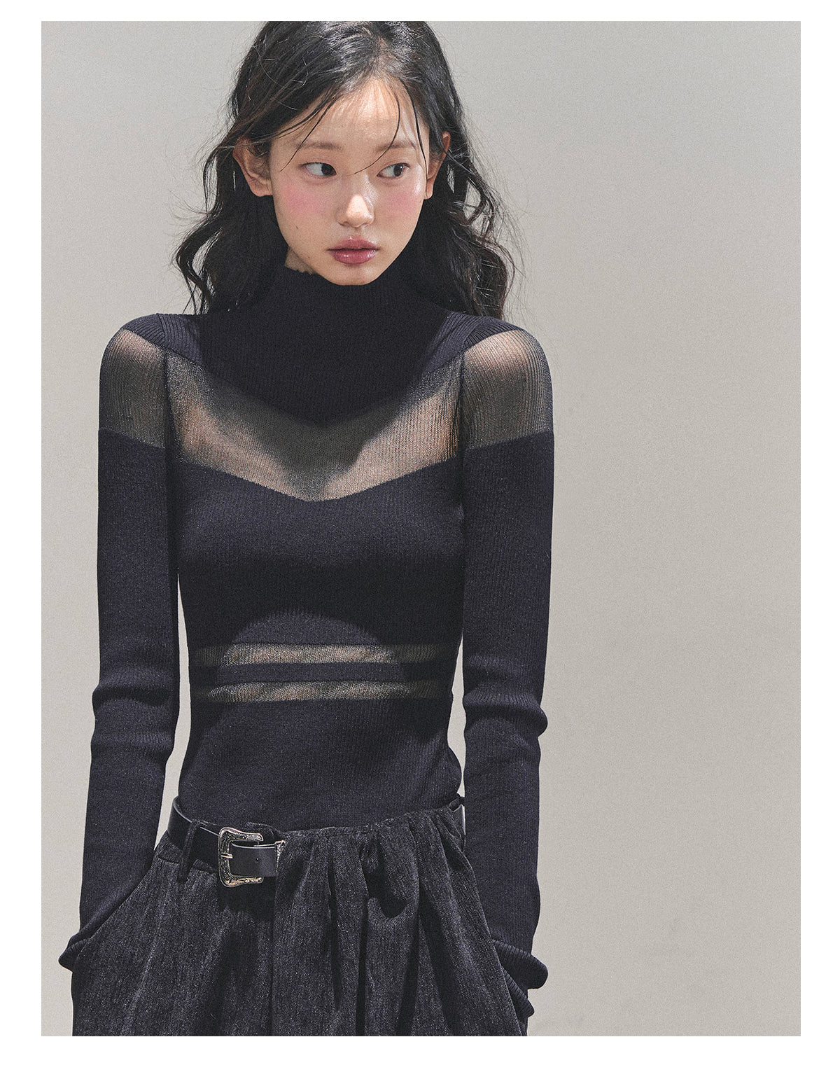 ShaoYeYan Night Whispers Semi-Turtleneck Knit Top