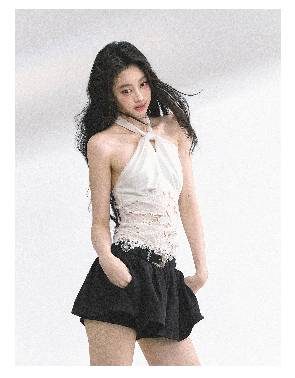SHAOYEYAN French Lace Halter Top