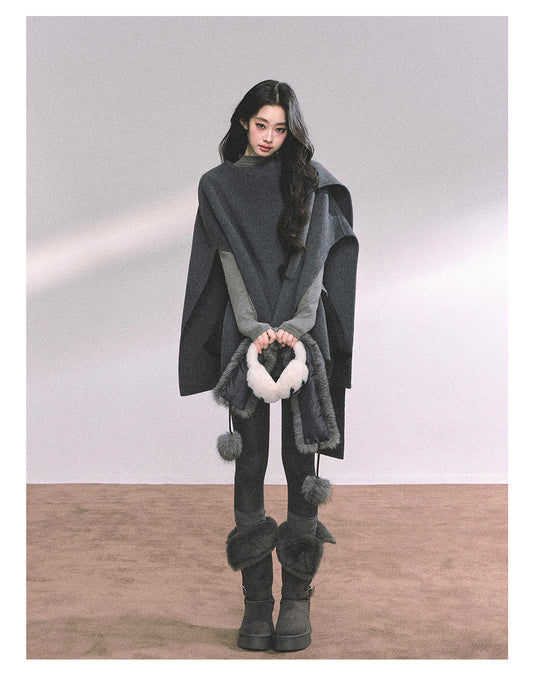 ShaoYeYan Corgi Heiress Premium French Wool Cape Coat