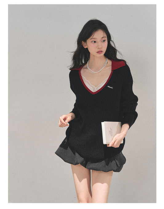 ShaoYeYan Aomalm Before Night Melts V-Neck Wool Sweater