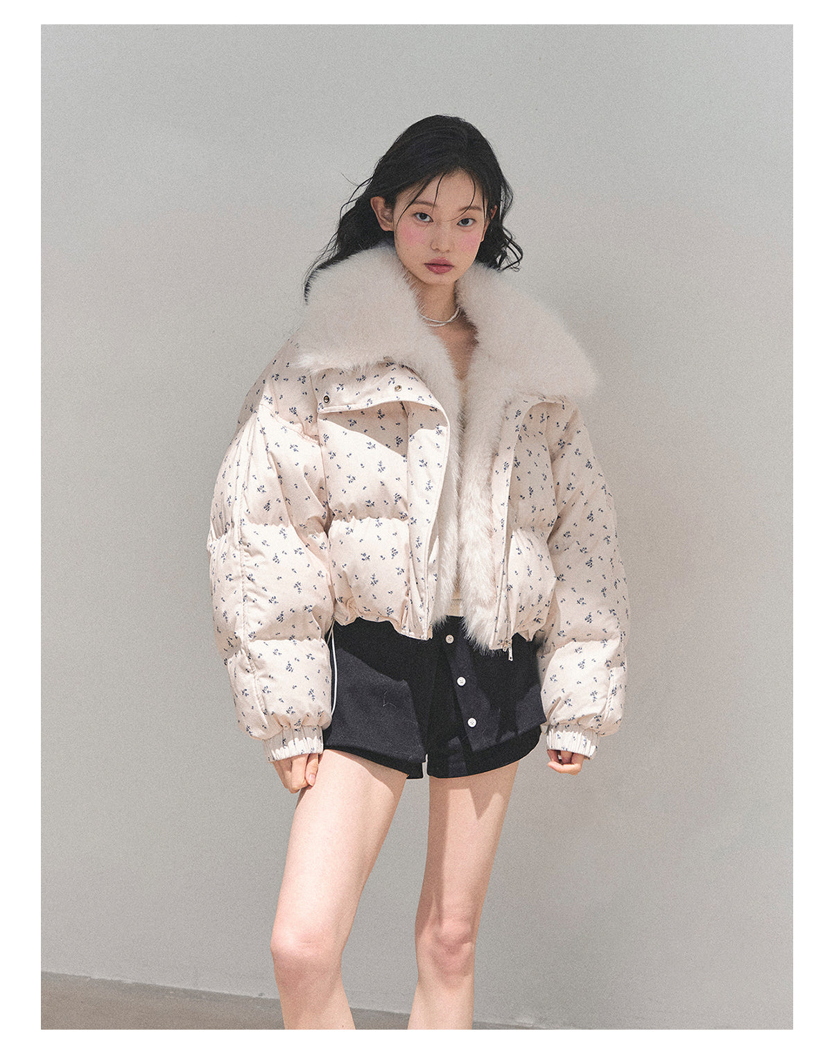 ShaoYeYan Silent Blue White Duck Down Puffer Jacket