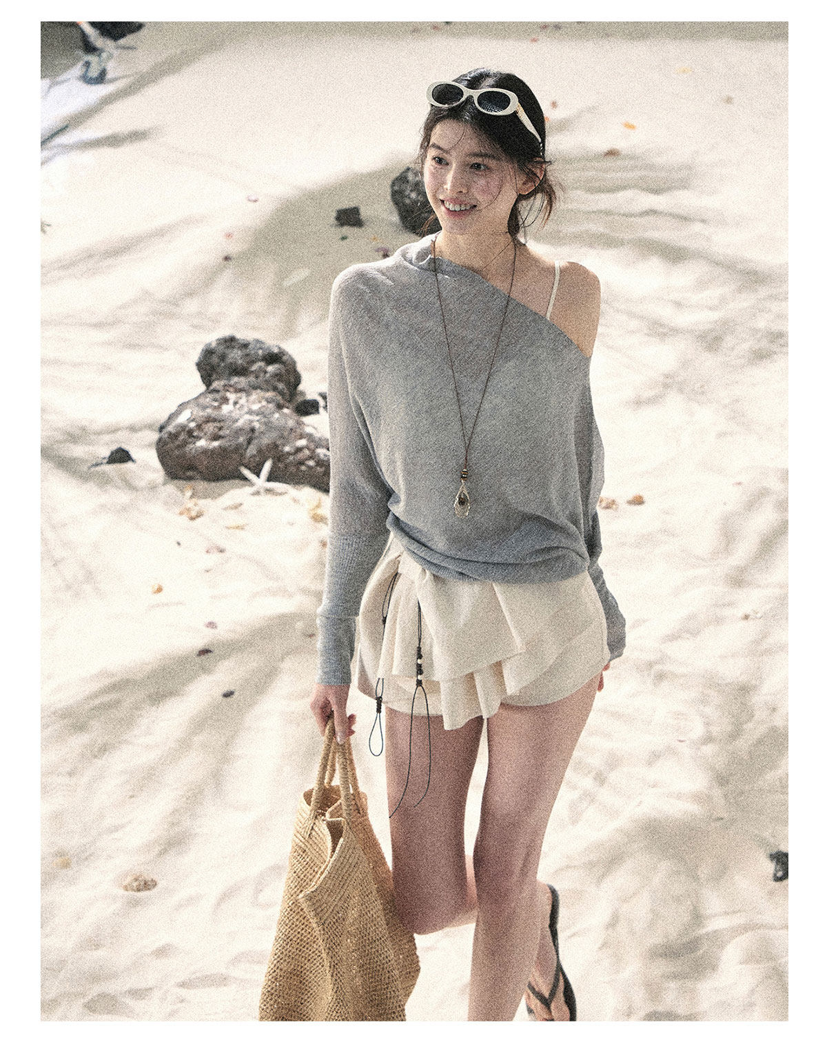 ShaoYeYan Aomalm Misty Veil Sheer Off-Shoulder Sun Cover-Up
