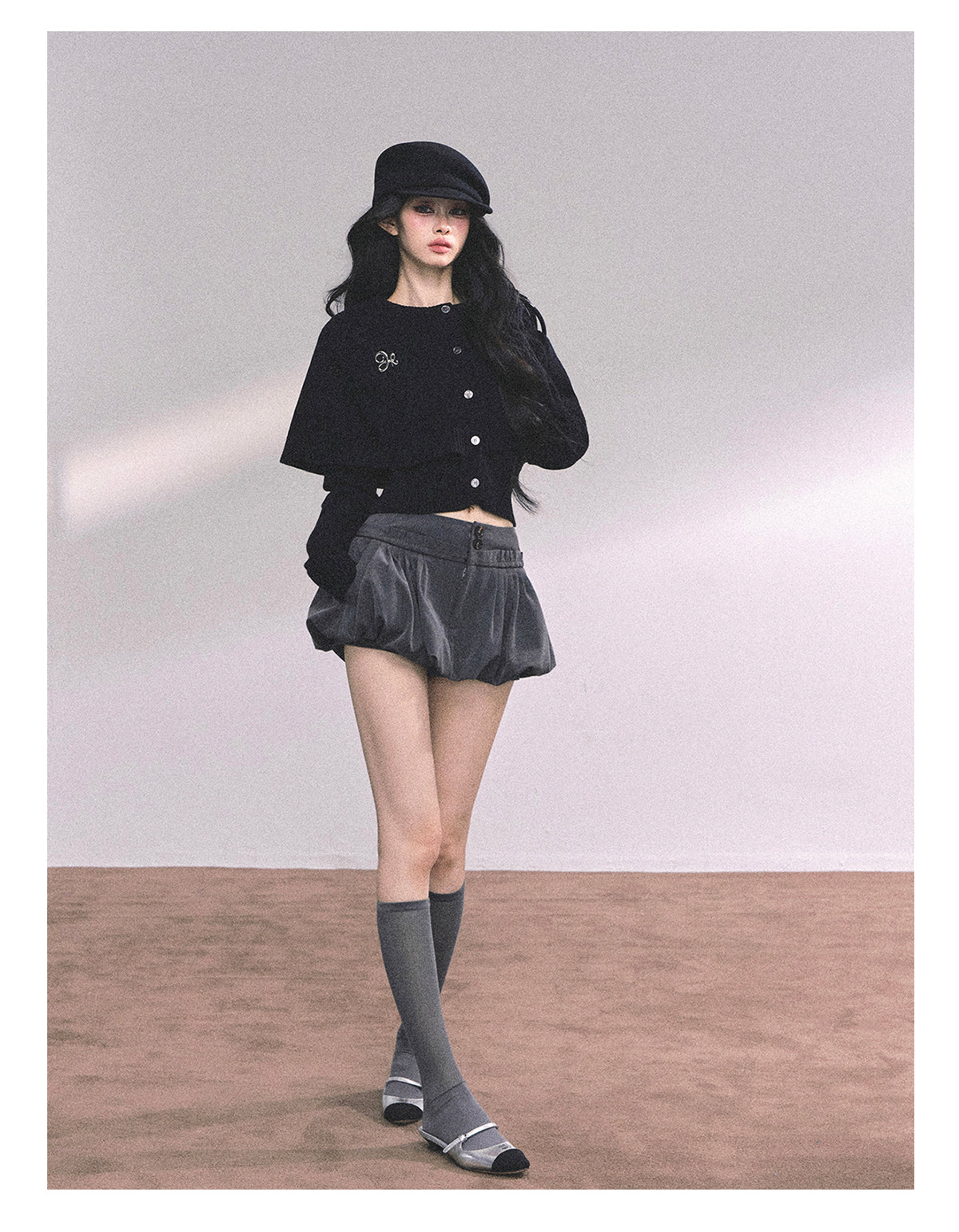 ShaoYeYan Miss Daisy American Knit Cable Cape Sweater