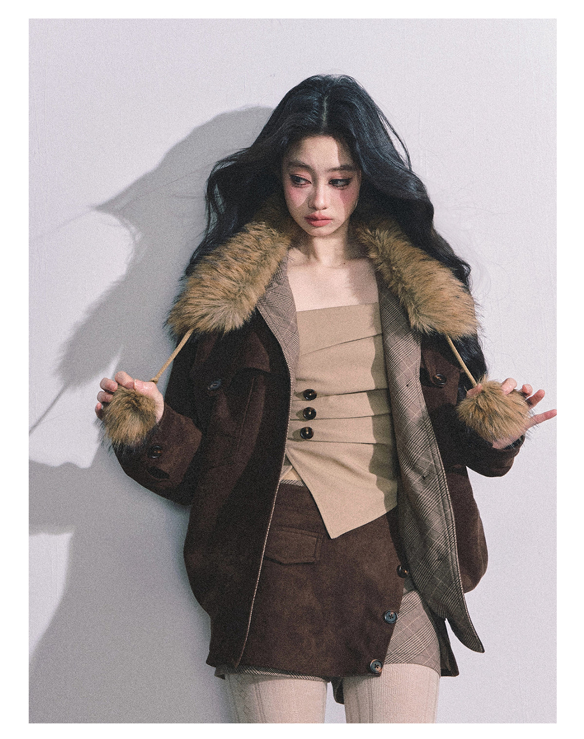 ShaoYeYan Yirgacheffe French Style Fur Collar Scarf