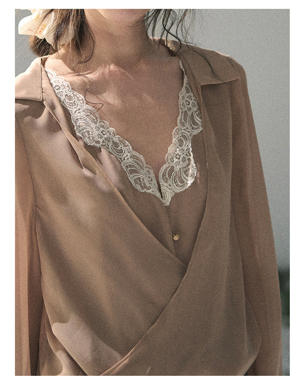 ShaoYeYan Aomalm Hidden in Evening Breeze Fake Two-Layer Lace Dress
