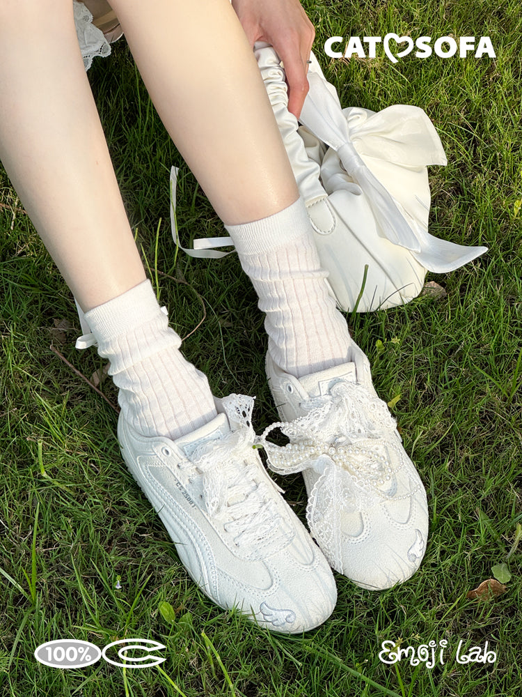 Cat&Sofa White Wings Racing Sneakers