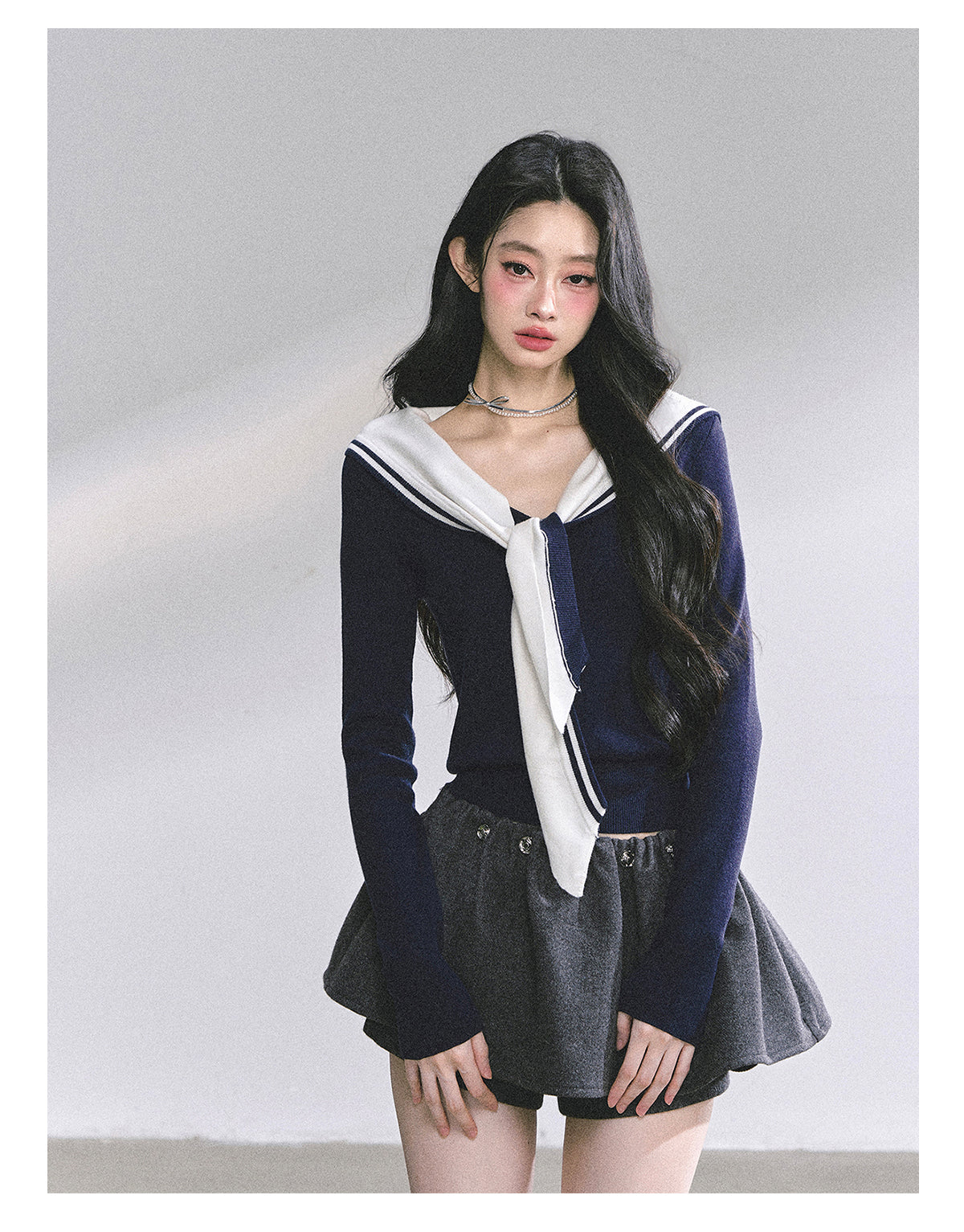 SHAOYEYAN American Long Sleeve Sailor Collar Slimming Tee