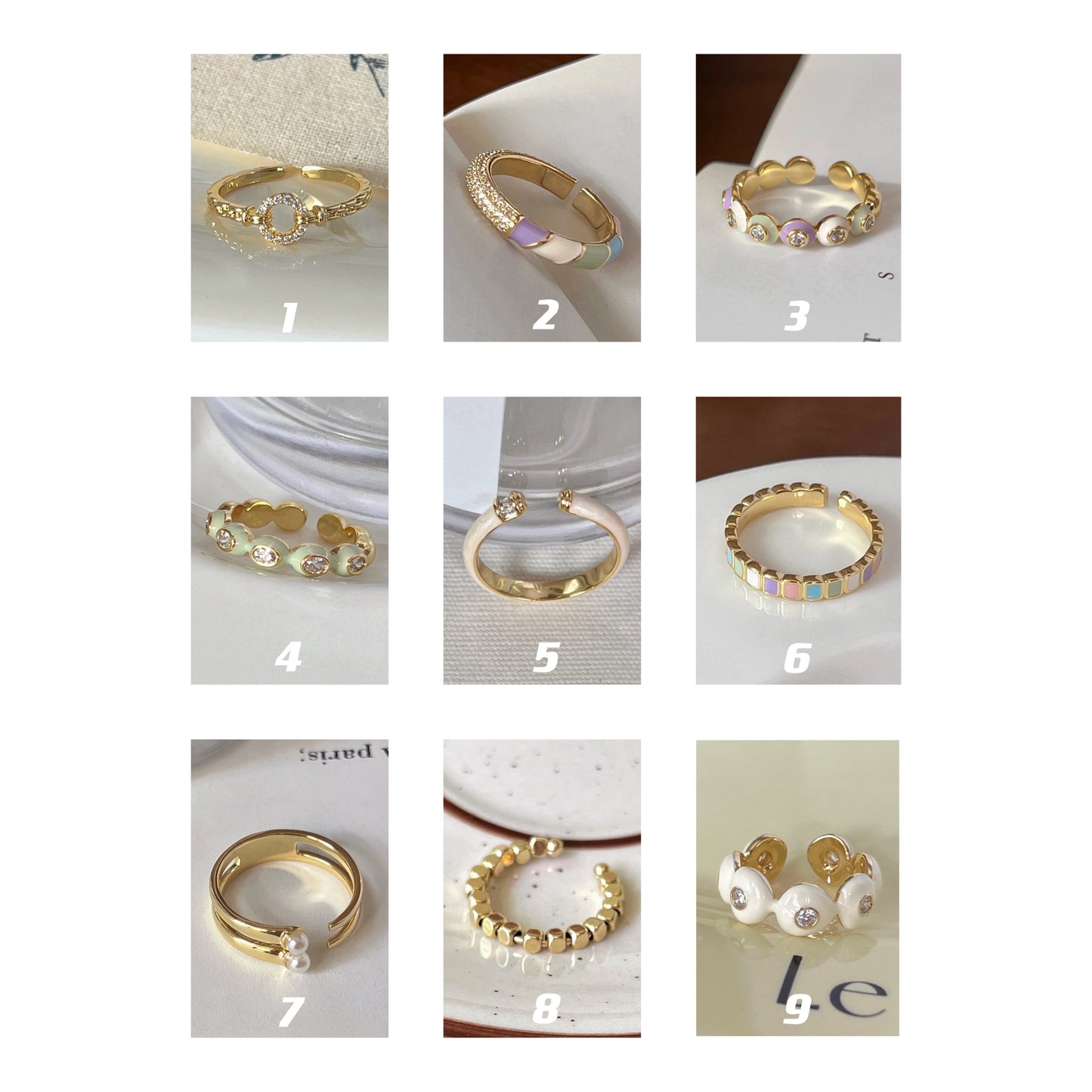 VIGVOG Geometric Chrome Rings