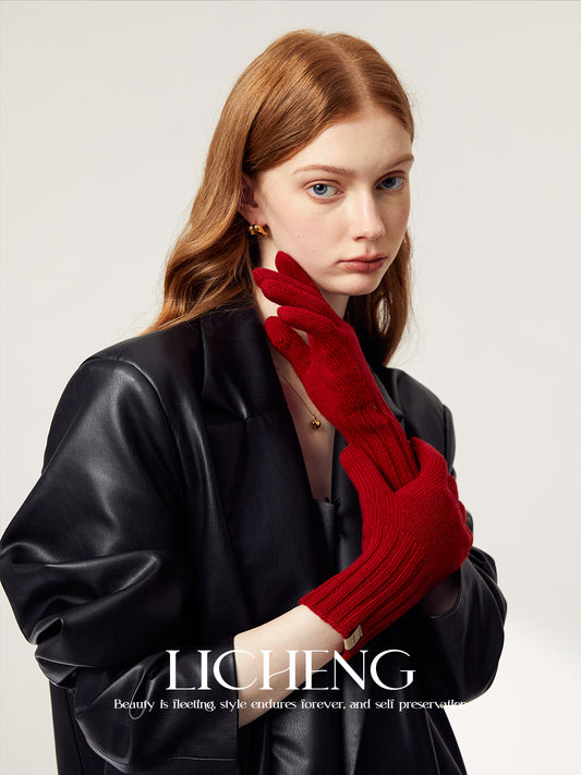 LICHENG Pure Wool Winter Gloves