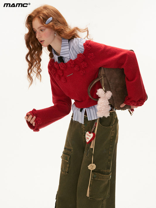 MAMC 'Rose Garden' Off-Shoulder Knit Cardigan