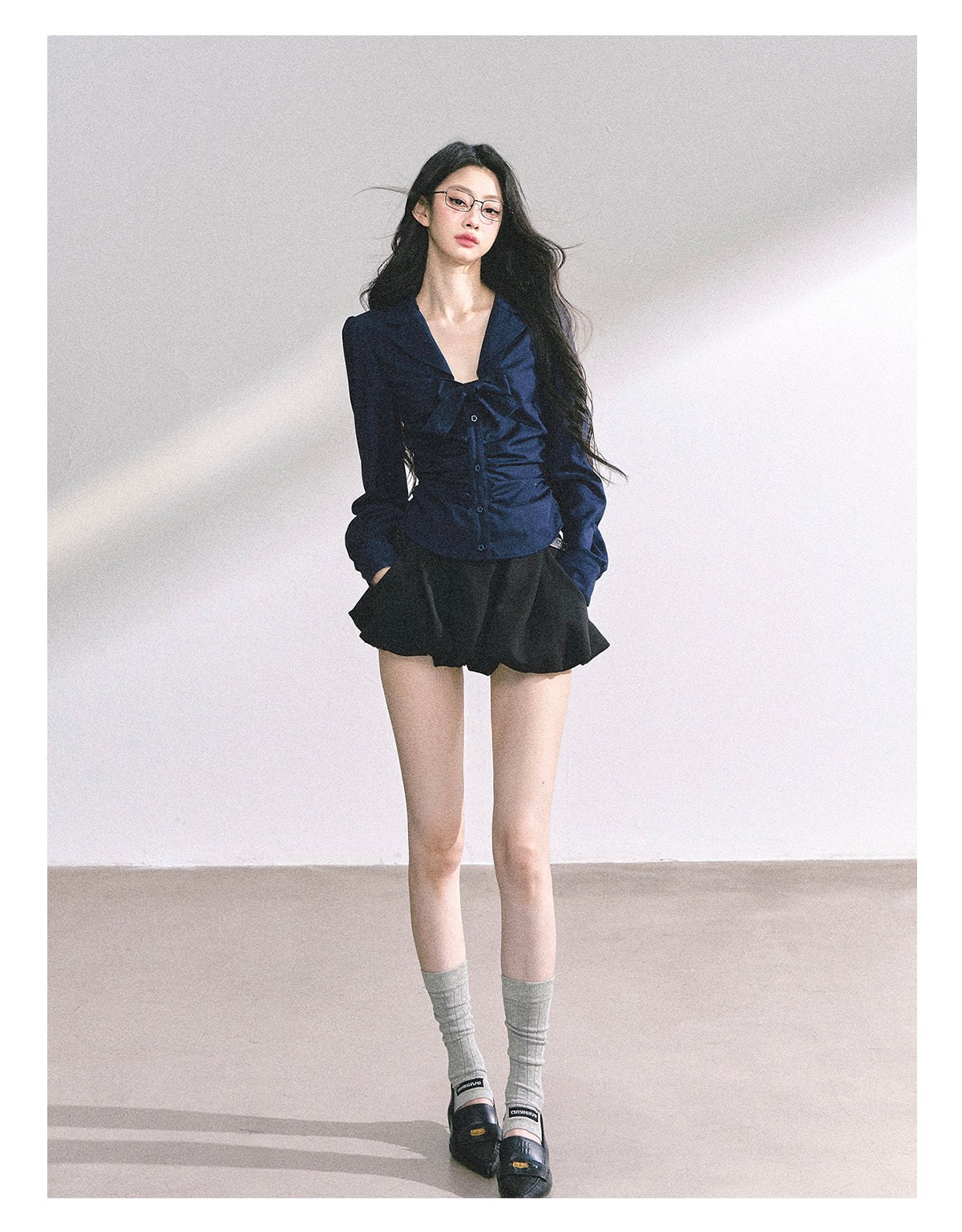 SHAOYEYAN French Bow V-Neck Blouse