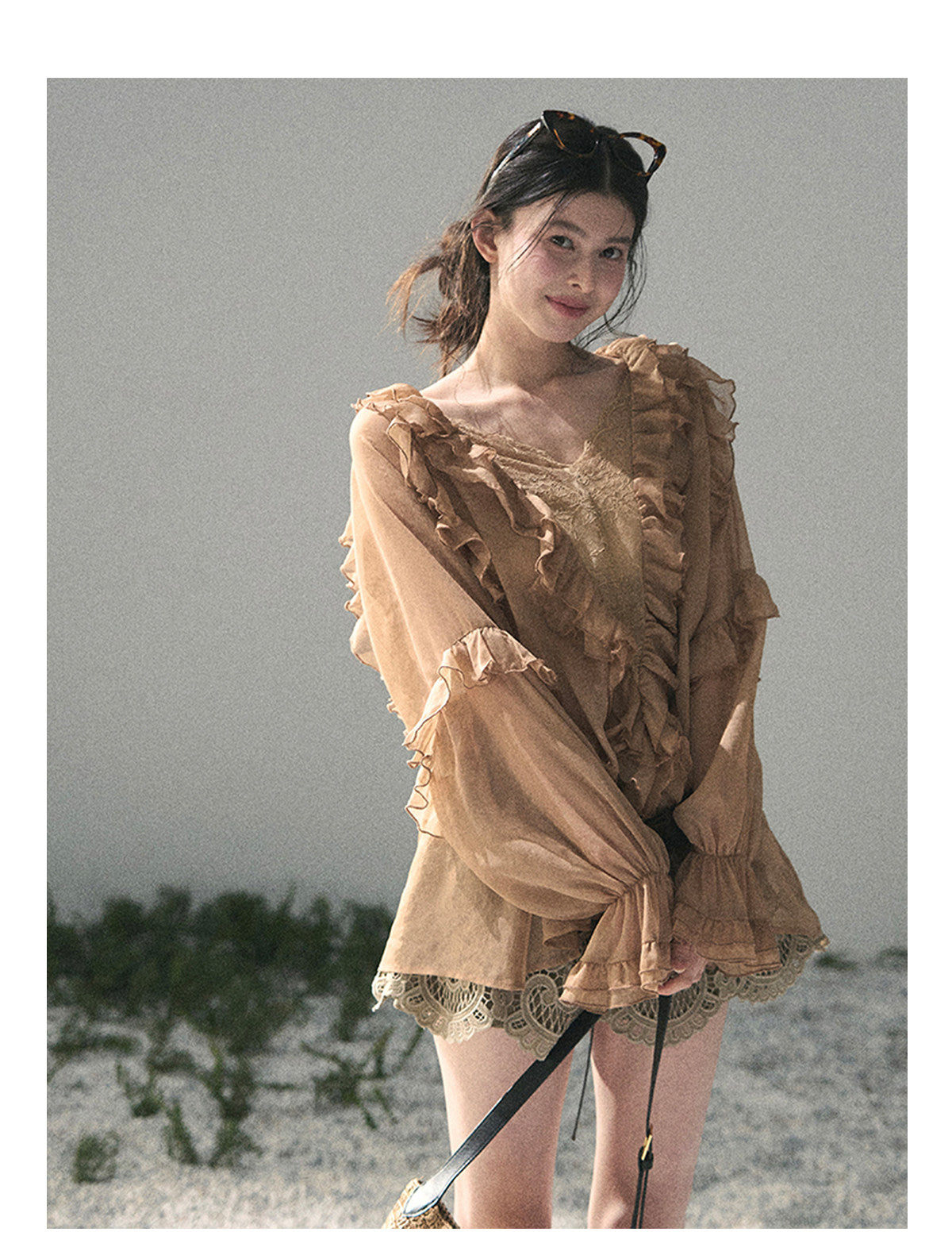 ShaoYeYan Aomalm Listening to Wind's Whisper French Ruffle Lace Blouse
