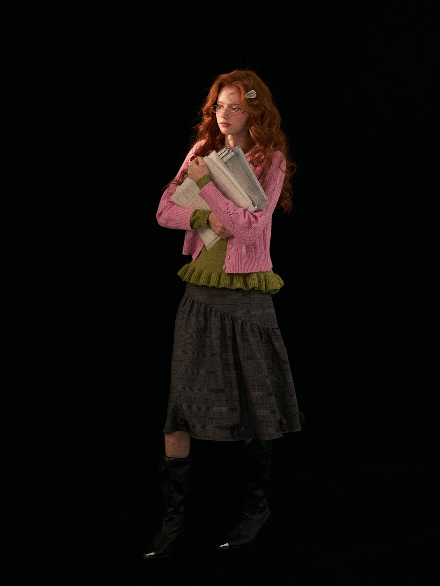 MAMC Floral Embroidery Print Base Layer Sweater