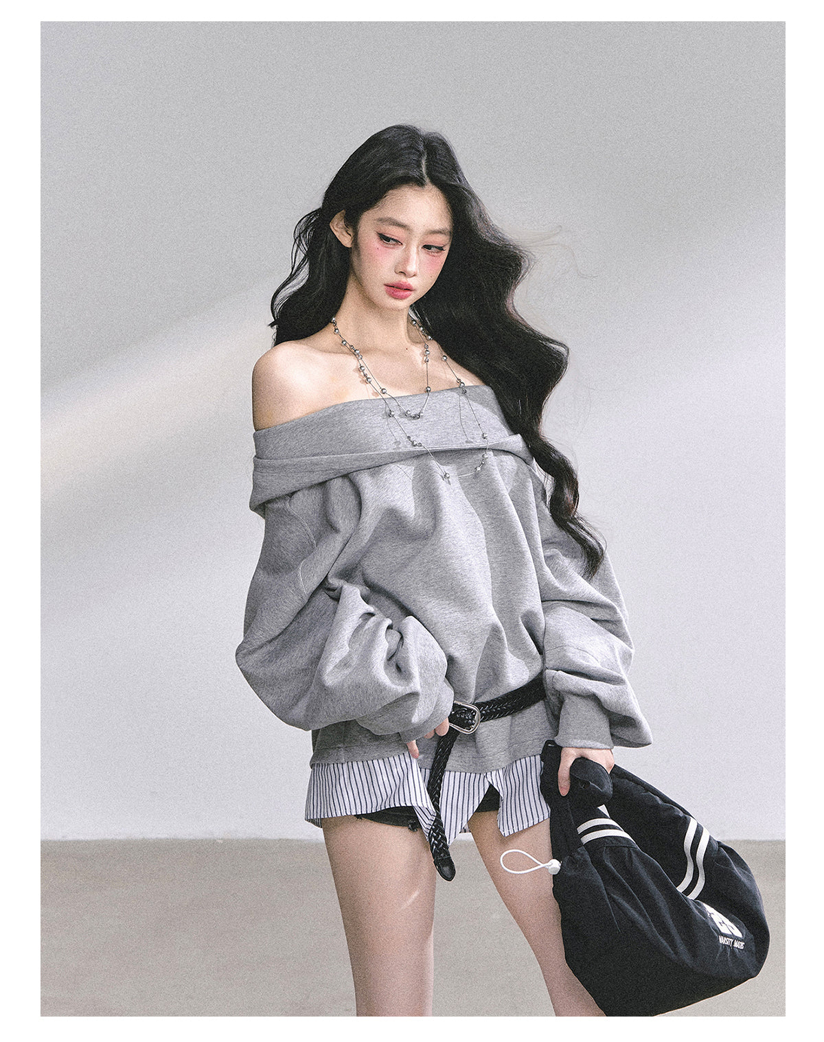 SHAOYEYAN Fake Two-Piece Oversized Hoodie (with belt)